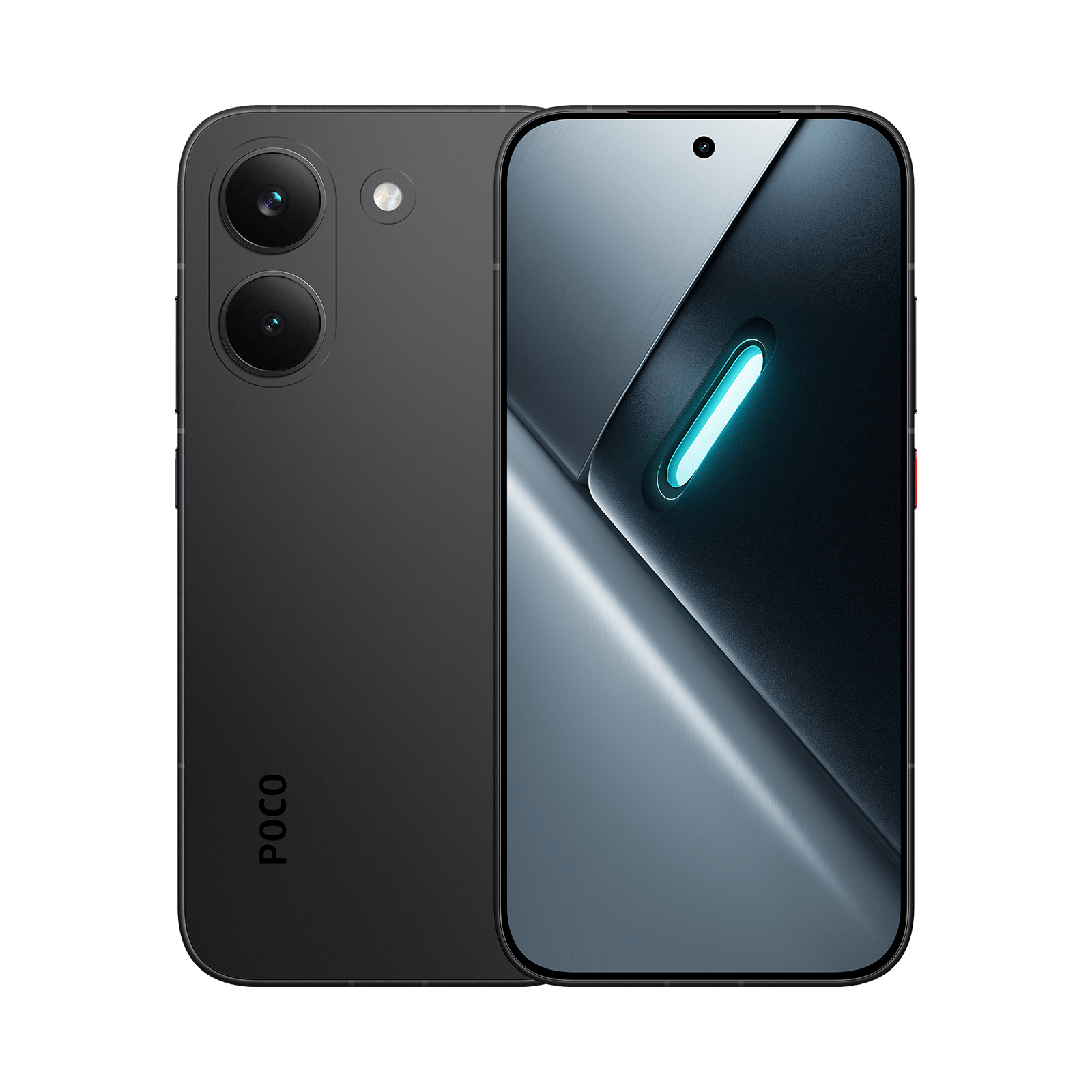 ALT: Design do POCO X8 Pro com vista frontal e traseira